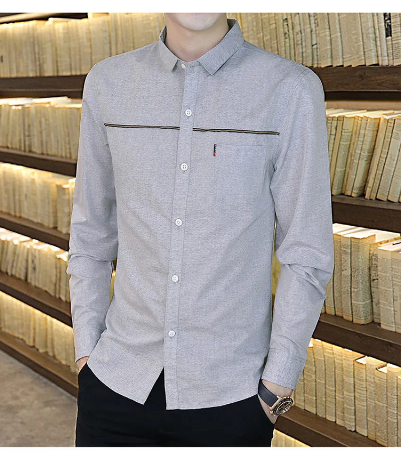 

Shirt men's long sleeve Korean version slim fit versatile fashion student youth casual men's shirt