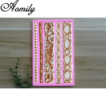 

Aomily Euporean Pattern Silicone Fondant Molds Cake Molds Pastry Chocolate Mold Cake Border Decorating Mold Kitchen Accessories