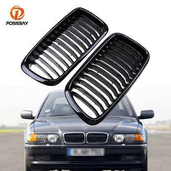 

POSSBAY 1 Pair Gloss Black Front Grille Center Racing Grilles Auto Replacement for BMW 7-Series E38 Sedan 1994-2001 Car Styling