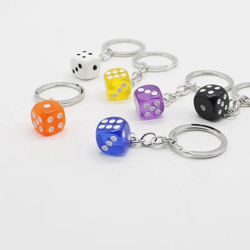 Candy-colored 3D dice pendant key chain casino men and women personality fun funny jewelry gift | Украшения и аксессуары