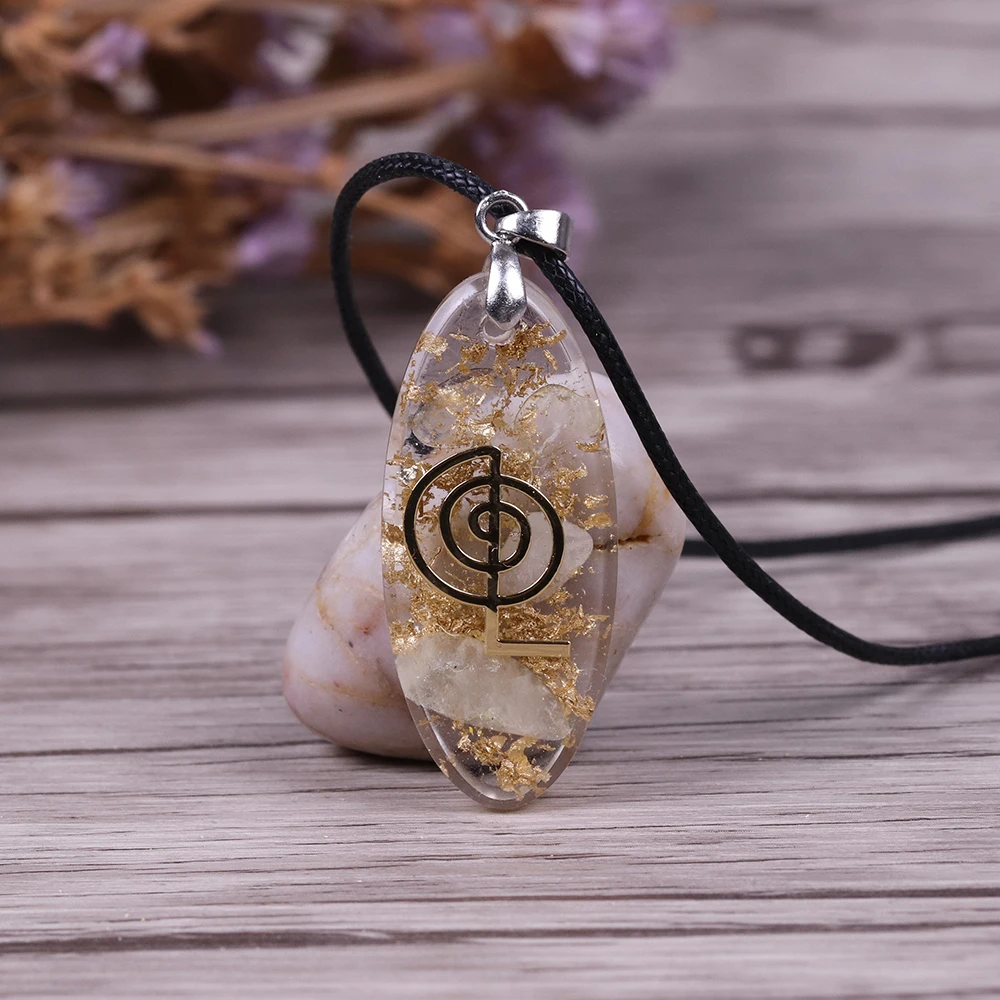 Orgone хрустальное ожерелье в форме капли воды Orgonite кулон с Cho Ku Rei символ ювелирные