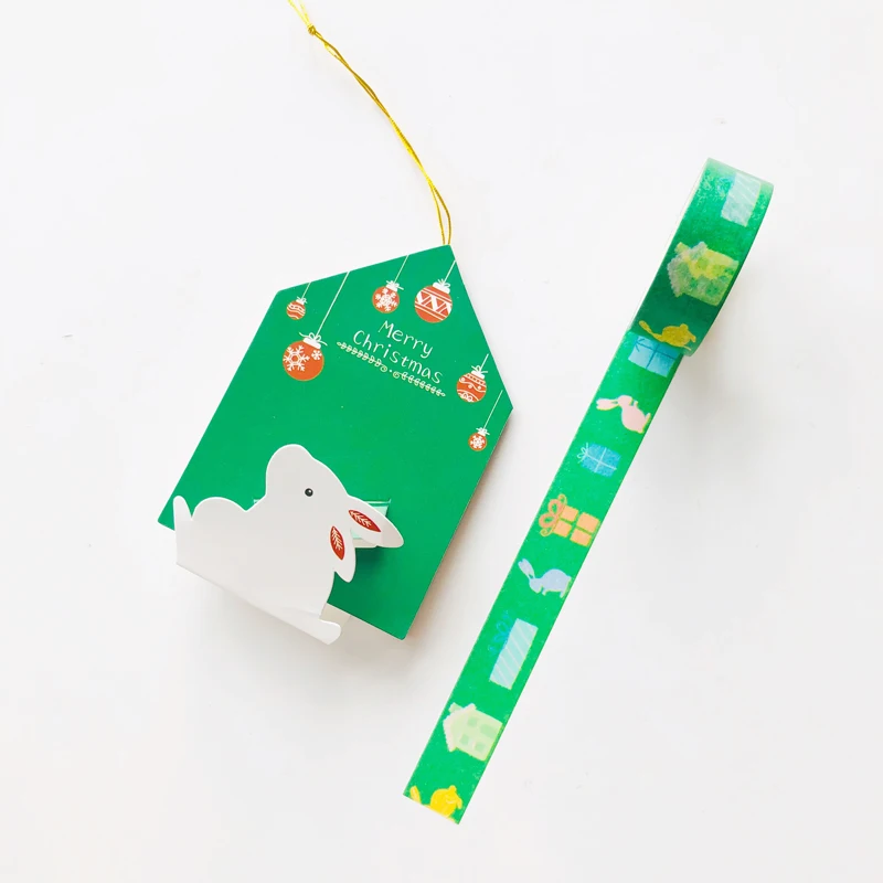 1.5CM*5M Christmas Angel Pendant Washi Masking Tape Christmas Tree Decor - Цвет: Rabbit