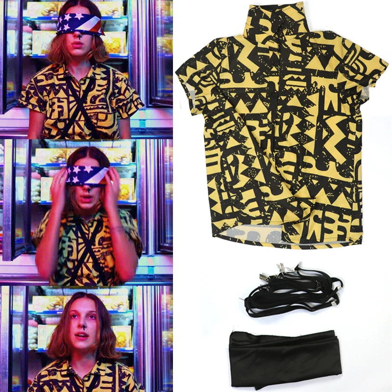 

Stranger Things 4 Eleven Shirt EL Top Cosplay Costume T-shirt Summer Seaside shirts Super Girls Tee