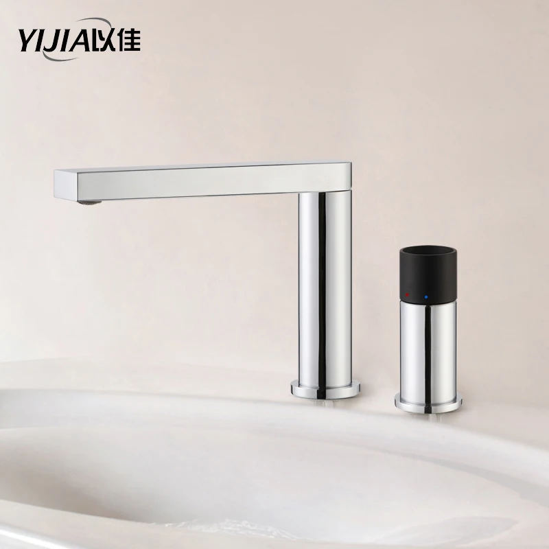 

Split single-handle double-hole hot and cold rotating basin mixer tap