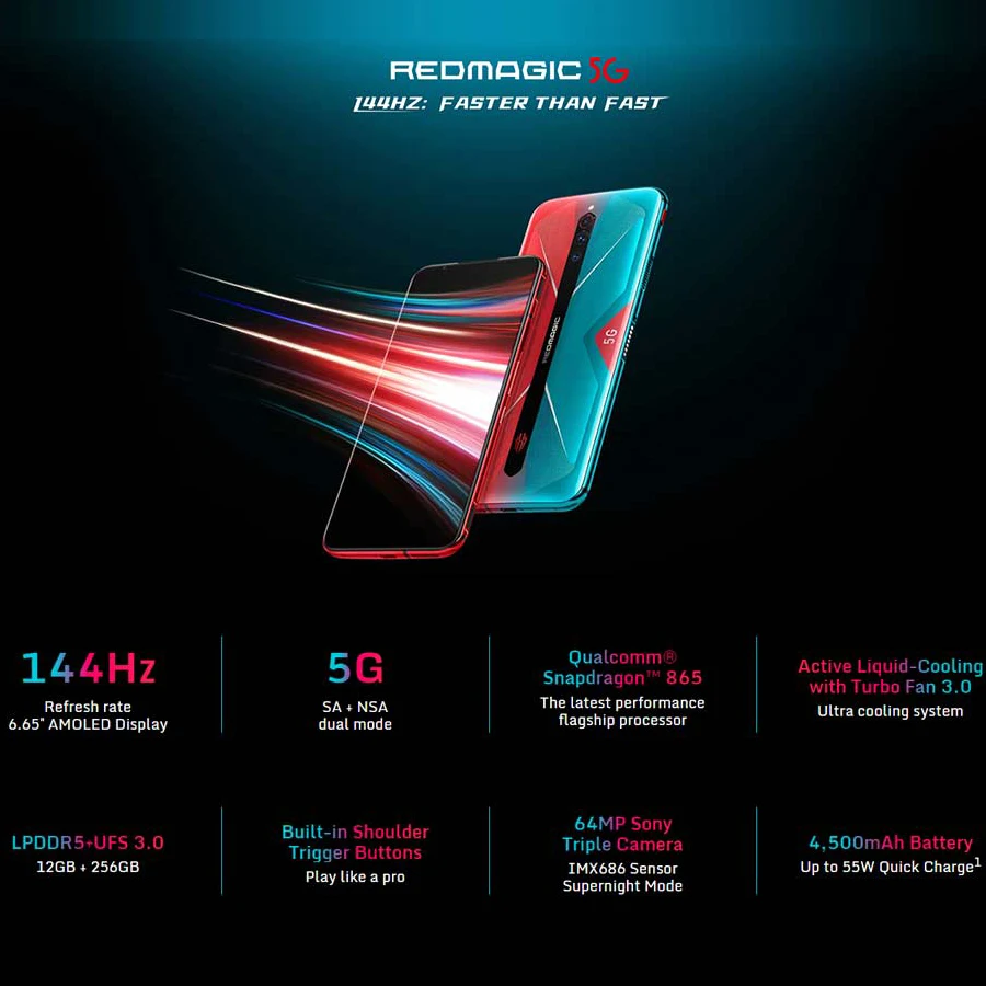 Глобальная версия ZTE Nubia красный Магия 5G мобильный телефон 6 65 &quot8/12 Гб Оперативная