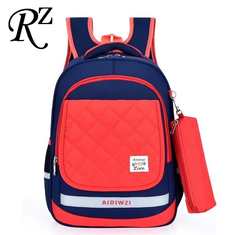 

Color contrast kids backpack double zipper school bags Multilayer space children backpacks Comfortable strap kids bags