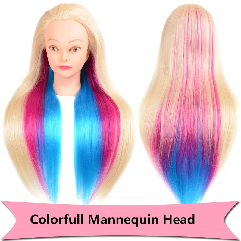 24" 100% High Temperature Fiber Long Hair Hairdressing Training Head Model with Clamp Stand Practice Salon Mannequin | Дом и сад