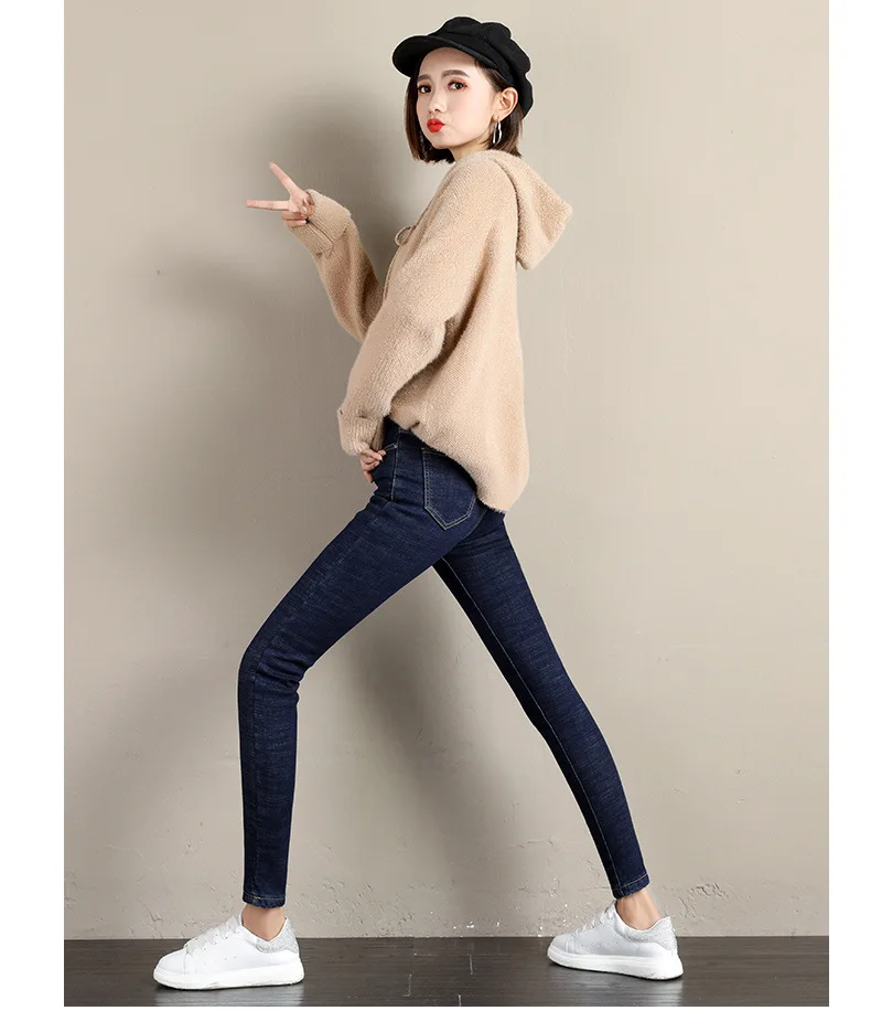 Black Blue Winter Jeans Female High Waist Skinny Warm Thick Jeans for Women Plus Size Velvet Denim Pants Stretch Pantalon Femme