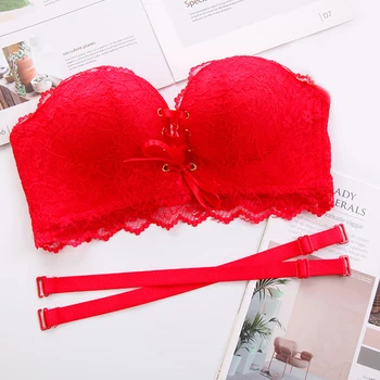 

Invisible Push Up Soft Brassiere Wire Free Women Bra Seamless Strapless Summer Front Lace Up Buckle Lingerie Sexy Fashion