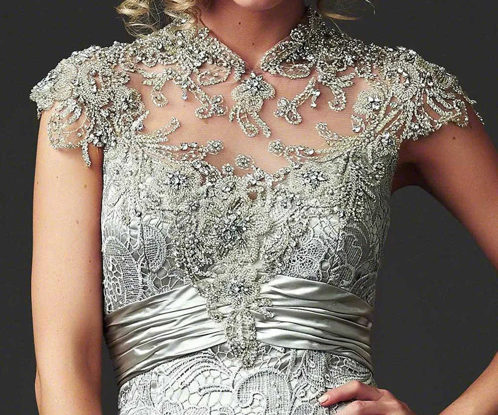 Farsali vestido de madrinha, сексуальное роскошное Розовое Кружевное длинное платье с открытой спиной и высоким воротом и рукавами-крылышками для матери невесты