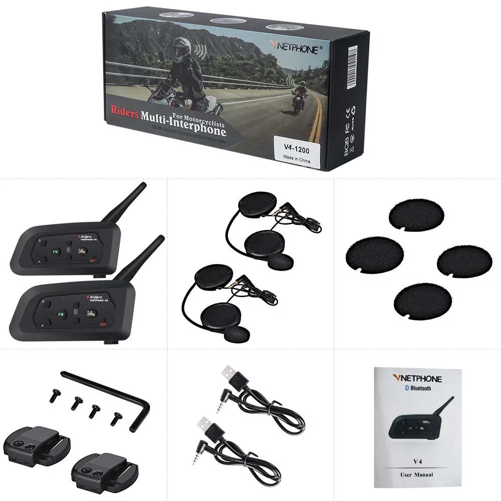 V4-1200 bluetooth-наушники для мотоцикла, полнодуплексные наушники в режиме реального времени, шлем, Bluetooth, рация, гарнитура для езды на велосипеде, спорта
