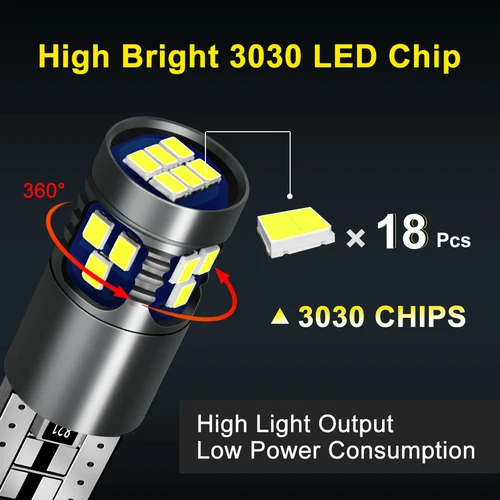 W5W LED T10 Led 전구 168 194 Canbus 또는 오류 18SMD 3030 자동차 신호등 통관 번호판 램프 6000K 화이트 12V, 2 개 2