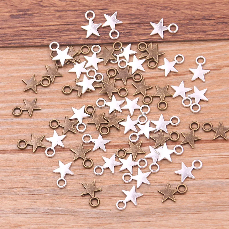 Star Charms 100PCS 8*11mm 3 Color Metal Zinc Alloy MINI Five-pointed Jewelry Pendant DIY Handmade Craft