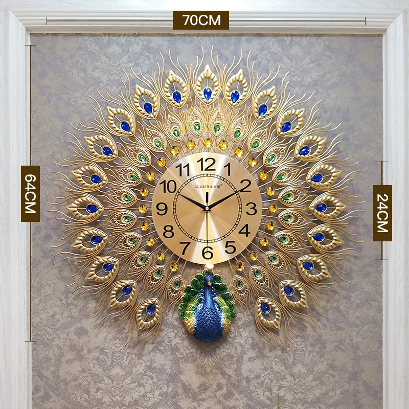 

Clock Peacock Wall Clock Living Room Personalized & Creative Fashion Household Table Modern Minimalist Quartz Clock European Sty