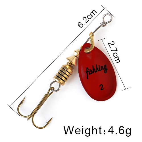 FISH KING Spinner Bait 3.9g 4.6g 7.4g 10.8g 15g Spoon Lures pike Metal With Treble Hooks Arttificial Bass Bait Fishing Lure as photo