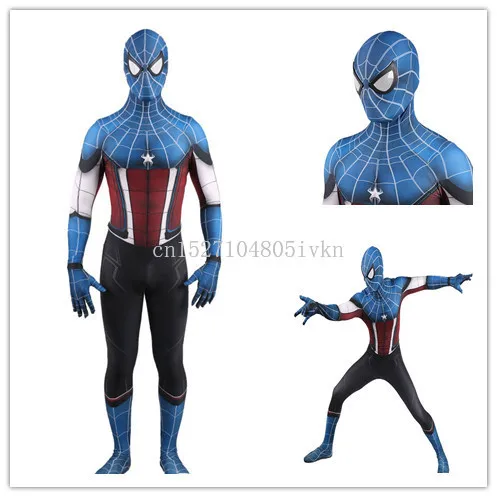 Человек-паук Капитан Америка Косплэй костюм супергерой zentai костюм Спайдермен комбинезоны
