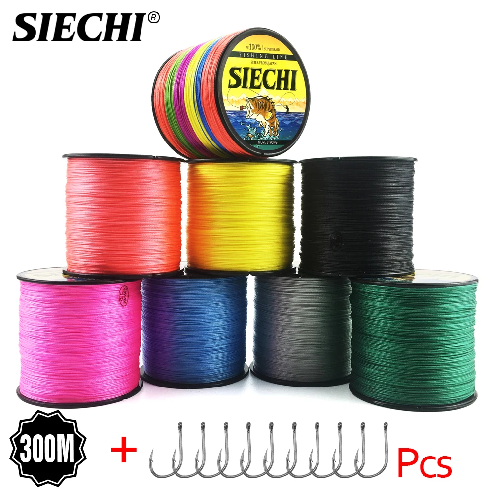 SIECHI Fishing Braid 300M 4 Strands Multifilament Fishing line Carp Fishing 12 15 20 30 38 43 52 62 83lb