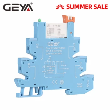 

GEYA Din Rail Relay Mount On Screw Socket with LED and Protection Circuit 24VDC/AC or12VDC/AC Hongfa Relay