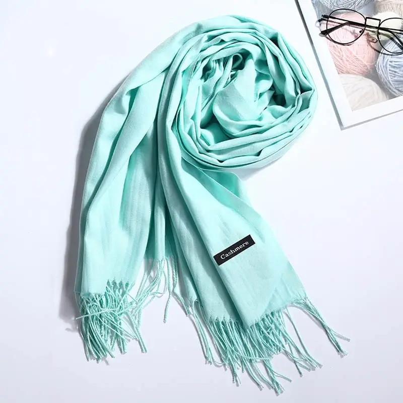 Горячая 200 см* 70 см элегантная акне чистая цветная Пашмина натуральная Имитация шерсти кашемировый шарф-платок унисекс шерстяные вязанные шарфы
