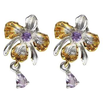 

Elegant Women Faux Inlaid Orchid Flower Ear Stud Earrings Jewelry Gift