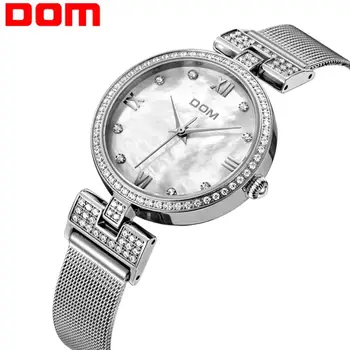 

DOM Women's Fashion Mesh steel belt Watches Womens Females Antique Geneva Quartz-watch Ladies Brands Wristwatch Relojes Mujer
