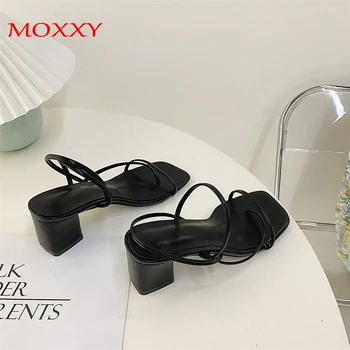 

Beige Sandals Women 2020 Summer Female Slip on Shoes High Sqaure Heels Woman Sandals Open Toe Black Green Sandels for Women