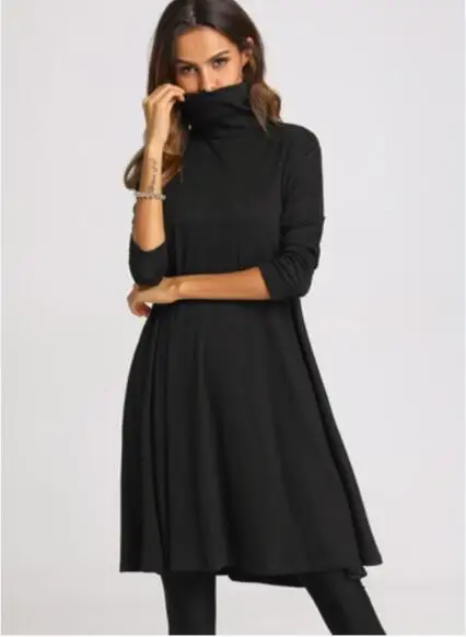 

Amazon 2018 New Style High Collar Long-sleeved Dress