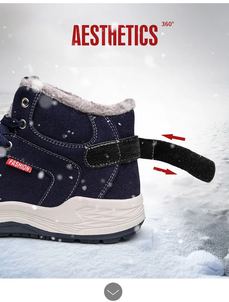 UEXIA Fashion Men Winter Snow Boots Keep Warm Plush Ankle Outdoor sport Boot Snow Shoes Casual Men's Snow Footwear Size 39-48