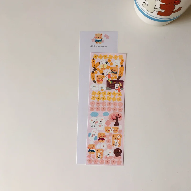 1Pc Ins Hot Kawaii Bear Bunny Stickers Scrapbooking Decorative Cute Sticker Korean DIY Diary Album Stick Label School Stationery
