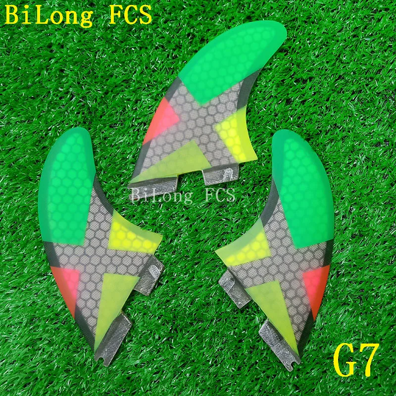 New Surfboard Fins 3PCS Set FCS II G7 fiberglass Honeycomb with carbon L size FCS 2 Fins surf Fin Quilhas Tri fins carbonfiber