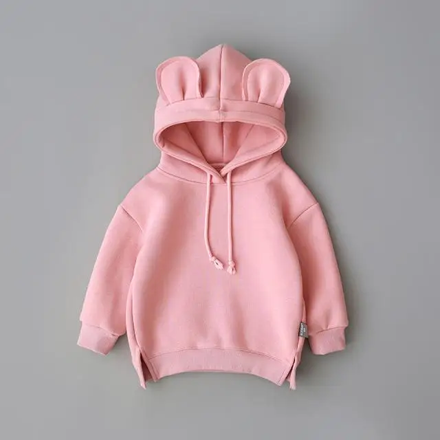 New Spring Autumn Baby Boys Girls Clothes Cotton Hooded Sweatshirt Children's Kids Casual Sportswear Infant Clothing - Цвет: Pink