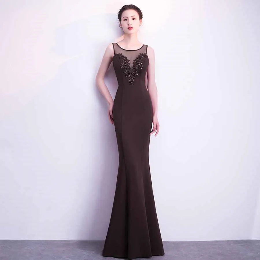 Вечерние платья с аппликацией, без рукавов размера плюс, Robe De Soiree, DX299-1, длинные, Русалка, женские вечерние платья, бисероплетение, официальное платье