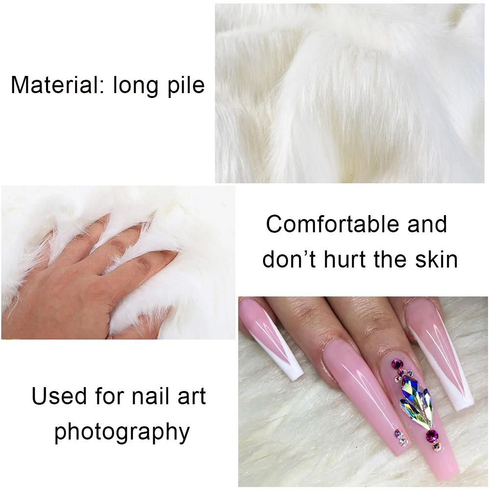 Nail Photo Background 40*50CM White/Grey/Pink/Black Practice Cushion Foldable Hand Rest Pad Nail Equipment Soft Fur Nail Mat