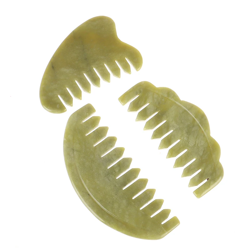 

3 Types Natural Jade Stone Comb Guasha Board Comb Shape Massage Hand Massager Relaxation Comb Health Care