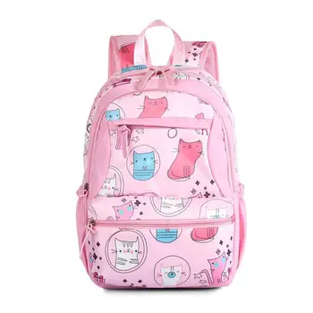 

Girls Backpack Primary Secondary School Students Bag Polyester Water Resistant Schoolbag with Large Capacity Pink