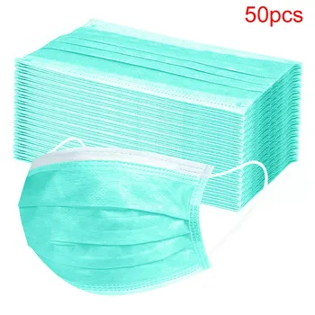 

50pcs Disposable 3-ply Facemasks For Germ Protect Anti-dust Facemasks With Elastic Earloop Kids Mascarilla Reutilizable Facemask