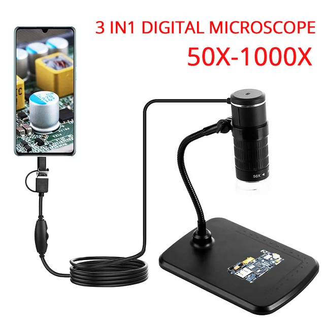 Microscope numérique Portable USB, pour iPhone iPad PC 50x-1000x, caméra  LED, Microscope électronique avec support Flexible à 360 ° - AliExpress