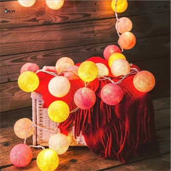 

Cotton Ball String Lights New Christmas Decoration Romantic Home LED Battery String Lights DIY Wedding Decor Home Decor Balls.8z