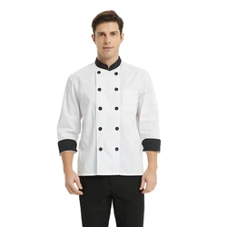 Chef Uniform Cooking Jacket Short Sleeve Restaurant Canteen Hotel Double-breasted Work Wear Waiter Tops delantal cocina hombre