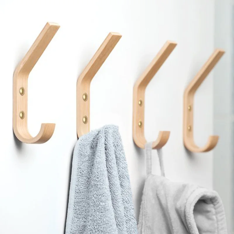 

Oak Wood Hooks Wall Mounted Key Coat Hooks Vintage Single Wall Hooks Organizer Heavy Duty for Towel Hat Hanging wall hook