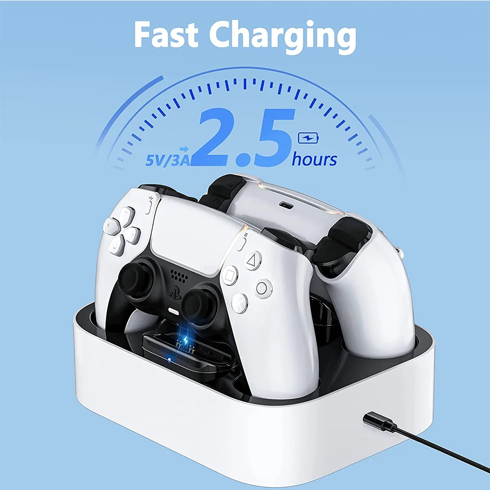 Voor PS5 Controller Charger Dual USB Fast Charging Dock Station Stand met USB A-uitgang voor PlayStation 5 DualSense-accessoires_voghion.com
