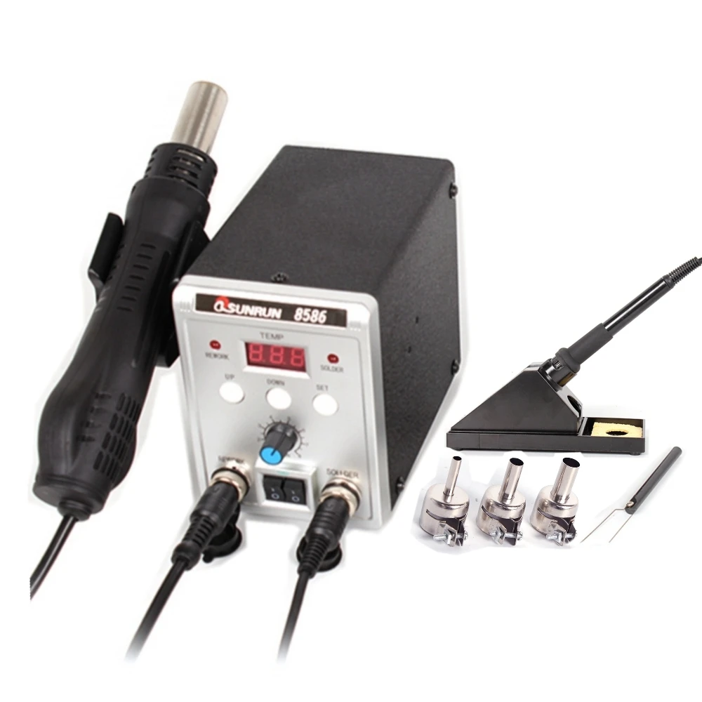 8586 SMD BGA паяльная станция 700 Вт 110 В / 220 2 в 1 сварочный пистолет с горячим воздухом