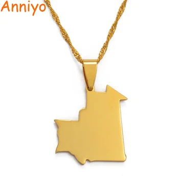 

Anniyo Mauritania Map Pendant Necklace for Women/Men,Gold Color Mauritanian Jewelry Maps Gifts #029021