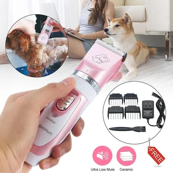 

Electrical Pet Hair Trimmer Rechargeable Pet Dog Cat Low-noise Hair Clipper Grooming Shaver Cut Machine Set +Spare Blade