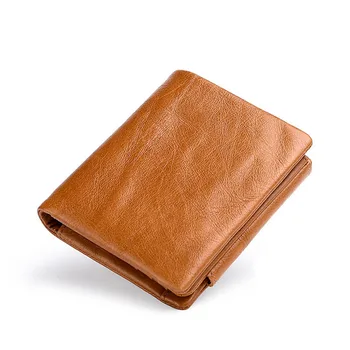 

100% Genuine Cow Leather Wallet Men Coin Purse Man Small Wallets Zipper Vintage Money Bag