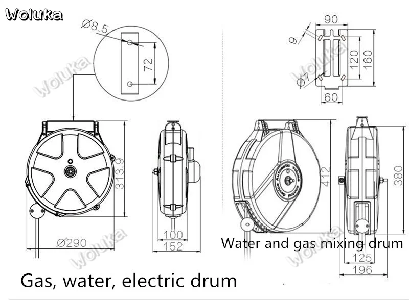 Automatic retractable reel water drum air drum electric water mixing drum high pressure water drum car equipment CD50 Q03