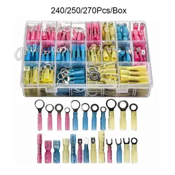 

240/250/270pcs Heat Shrink Wire Connectors Electrical Terminals Kit Waterproof Marine Automotive Terminals Set