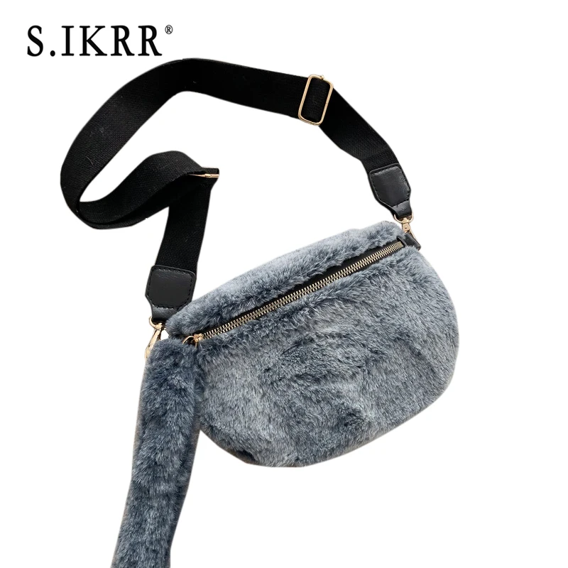 Blue S. IKRR плюшевые сумки через плечо для женщин меховая сумка Кошелек Высокое качество зимние роскошные дизайнерские сумки через плечо сумка на плечо - Цвет: Blue