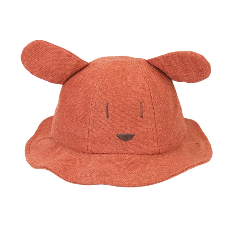 Шапки-ковши с буквенным принтом для мальчиков и девочек; модные кепки с ушками; двусторонний солнцезащитный головной убор; осенние шапки для малышей