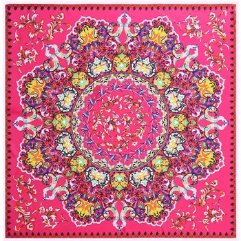 

100*100cm TOP Silk superior Blue porcelain Scarves Women Foulard Square Hijab Scarf Ladies Shawl wrap muffler pareo female hijab